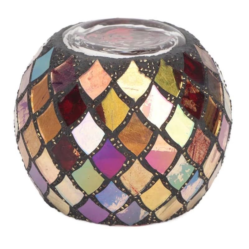 Mosaic Glass Tea Light Holder Scented Candle Holder Romantic Red for Home
