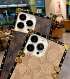 Grehge e Luxury iPhone 13 Pro Max Case for Girls Women, Cute Aesthetic Classic Pattern Leather Back Garden Sculpture Outdoor Decoration