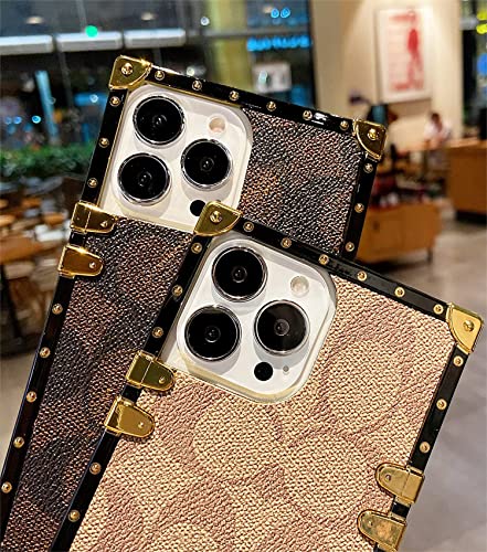 Grehge e Luxury iPhone 13 Pro Max Case for Girls Women, Cute Aesthetic Classic Pattern Leather Back Garden Sculpture Outdoor Decoration