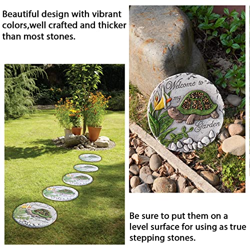 Outdoor Garden Decor Stepping Stones - Resin Tortoise Decorative Stones Pavers for Garden Decor for Outside Walkway Yard 9.5 * 9.5 * 0.5 Inch - color: Green
