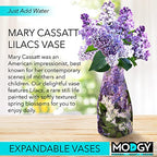 MODGY Collapsible and Expandable Flower Vase Plastic Decorative Modern Centerpieces Dining Table Decor Living Room Bathroom Wedding Office, Mary Cassatt Lilacs - style: Mary Cassatt Lilacs
