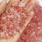 2lb Curshed Pink Glass Chips for Crafts Art Resin - color: Pink