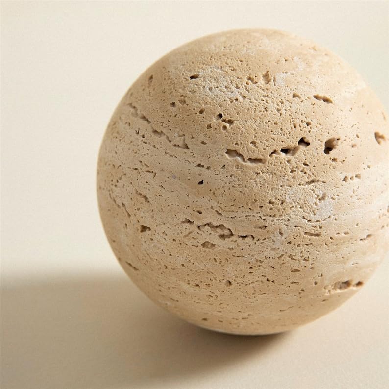 Travertine Sphere, Natural Stone Ball, Natural Home Décor, Decorative Balls, Sustainable Book Shelf and Coffee Table Décor