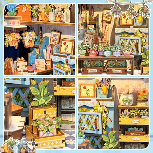 Book Nook Kit, DIY Miniature House Kits for Adult and Teens, Dollhouse Tiny Booknook Garden House Bookshelf, DIY Craft Gifts for Family and Friends (Anna's Blue Blossom) - style: Anna‘s Blue Blossom