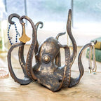 Octopus Statue Resin Octopus Sculpture,Octopus Coffee Mug Holder,Fun Tea Cup Holder Jewelry Holder,Retro Style Gold Octopus Statue Accessories for Kitchen Restaurant Coffee Bar Decor