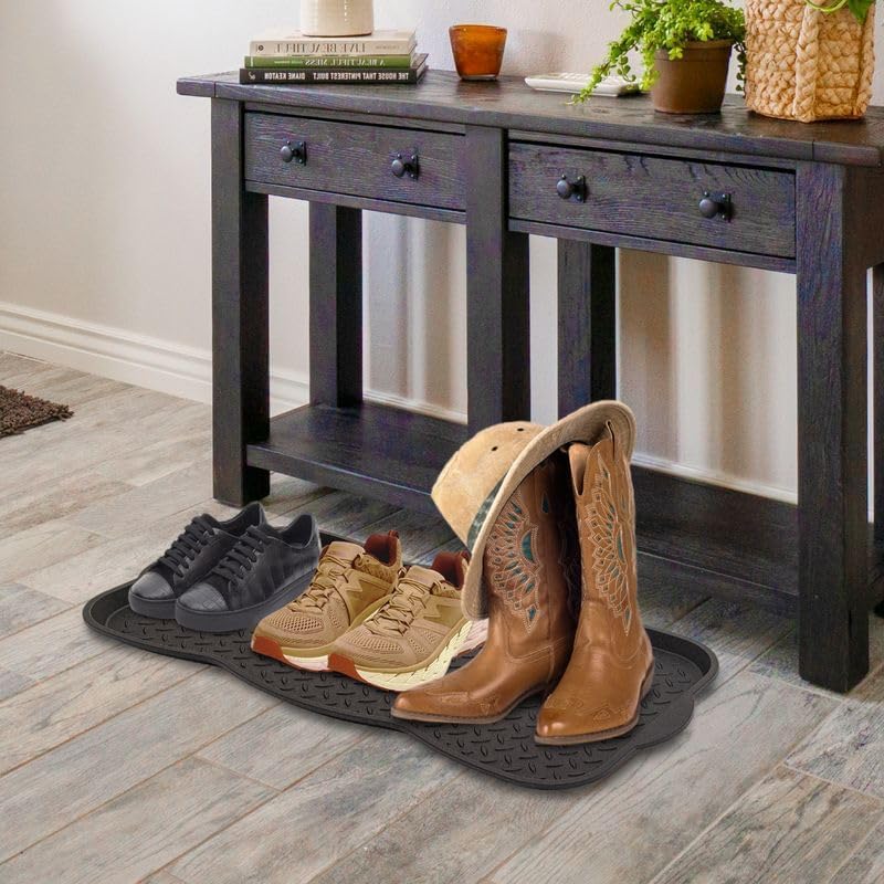 Superio Shoe & Boot Tray for Entryway, All Season Indoor and Outdoor Waterproof Mat for Snow and Mud, Heavy Duty Black Shoe Tray, Multi-Purpose: Pet Food, Under Sink Mat, Garden, All-Weather Use