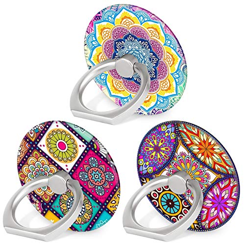 Bonoma Cell Phone Ring Holder Stand, 3 Pack Colorful Mandala 360 Rotation Universal Smartphone Ring Grip Stand Compatible with Smartphones and Tablets - color: Colorful Mandala