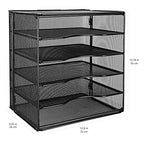 Amazon Basics 5-Tier Mesh Desk Organizer, File Holder, Paper Sorter for Office Supplies, Mail, Documents, 13.6 x 9.5 x 12.8 inches, Black