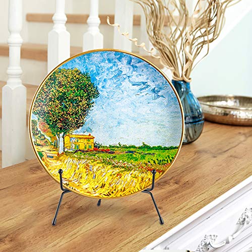 Mocoosy 4 Pack 8 Inch Improved Anti-Slip Plate Stands for Display, Plate Holder Display Stand, Picture Frame Holder Stand, Black Iron Easel Stands for Photo, Decorative Plate, Tablets and Table Art - size: 8 Inch