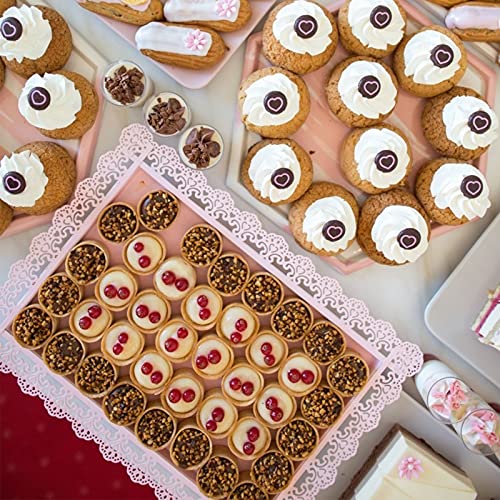 2Pcs Rectangle Iron Cupcake Serving Tray Fruit Dessert Plates for Party Anniversary Wedding Christmas Baby Shower (White) - color: White