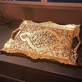 Large Gold Turkish Tea Coffee Serving Table Tray Decorative Home Decor Handles - Party Bar Outdoor Dresser Dessert Fancy Metal Rectangle Kitchen Brass Moroccan Bathroom Vanity Gift Tray