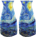 MODGY Expandable Flower Vase, Plastic Decorative Modern Foldable Printed Vases for Centerpieces for Wedding, Dining Table, Home Decor, Living Room, Bathroom, Starry Night, Vincent Van Gogh, 2 Pack - style: 2 Pack