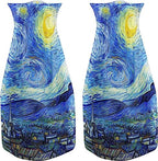 MODGY Expandable Flower Vase, Plastic Decorative Modern Foldable Printed Vases for Centerpieces for Wedding, Dining Table, Home Decor, Living Room, Bathroom, Starry Night, Vincent Van Gogh, 2 Pack - style: 2 Pack