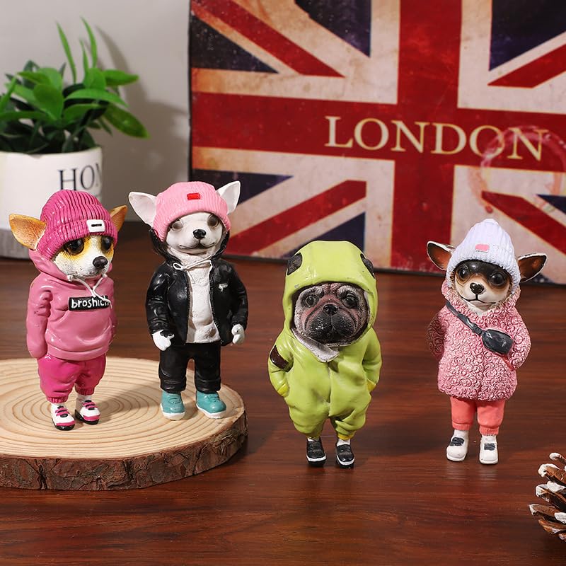 Cute Resin Backpack Dog Statue Crafts Living Room Desktop Decorations,Handmade Casual Small Resin Animal Statue Ornament Home Decor Green - color: Green a
