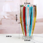 Large Colorful Glass Vase 10.6 in Tall Vase - size: Large
