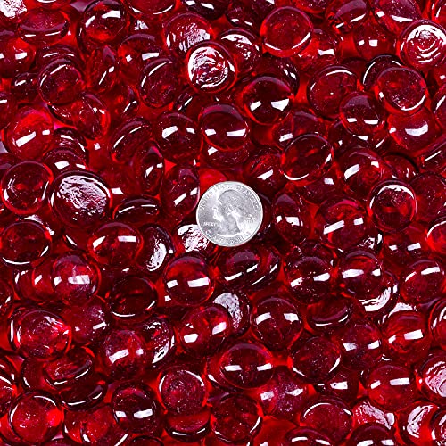 Galashield Flat Glass Marbles for Vases Red Glass Gems Beads Pebbles Vase Filler (1 LB, Approx. 105 PCS) - color: Red, size: 1 LB