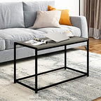 FURINNO Camnus Modern Living Coffee Table, French Oak Grey - color: French Oak Grey, size: Rectangular Metal Frame