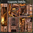 MiniCity DIY Book Nook Kit - The Castle's Escape 3D Miniature Wooden Scene with LED Lights, Dustcover & Tools for Shelf Decor (Robin Hood) - style: Robin Hood