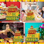 Yuntau 4 Pcs Cinco De Mayo Decorations Wooden Mexican Table Farmhouse Cinco De Mayo Tiered Tray Decor Fiesta Stacked Blocks Tabletop Decorative Book Mexican Centerpieces for Carnival Shelf Home - style: Cinco De Mayo