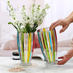 Large Colorful Glass Vase 10.6 in Tall Vase - size: Large