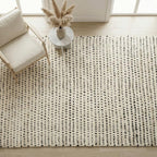 Art Object Handknotted Wool Area Rug Multi Sizes Ivory Polka Dot Pattern Hand Woven Carpet for Living Room Bedroom - Soft Pile Pet Friendly Home Decor Made in India - size: 8' x 5' (Rectangular)