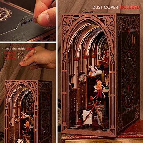 Book Nook Kit - DIY Miniature Dollhouse Kit for Adults and Teens, Tiny House Booknook Bookshelf Decor 3D Wooden Puzzle, Gifts for Family, Friends (Alice Evidence) - style: Alice Evidence