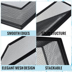 Hicarer 2 Pcs Black Metal Letter Tray Stackable Desk Tray Single Wire Mesh Organizer Front Load File Paper Holder for Desktop Office Home School Classroom (12.8 x 9.84 Inch) - size: 12.8 x 9.84 Inch
