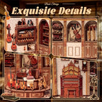 Fsolis Book Nook Kit - DIY Miniature House Kit for Adults, Bookshelf 3D Wooden Puzzles Booknook Music Tiny House Bookshelf Diorama Gifts for Women Readers Book Lovers (Bach Strings) - style: Bach Strings