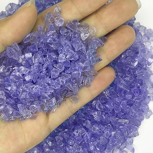 2lb Curshed Water Blue Glass Chips for Crafts Art Resin - color: Water blue