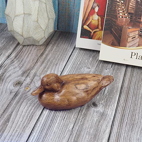 Hymmah Wooden Texture Duck Home Decor Statue Rustic Home Decorations for Living Room, Boho Sculpture Resin Animal Collectible Figurines for Indoor Decor - color: Brown