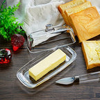 8'' Art Glass Butter Dish with Lid,Classic Covered 2-Piece Butter Container For Countertop,Multi-Purpose Preserving Serving Dessert Tray Bowl,Dishwasher Safe - size: 8 inches