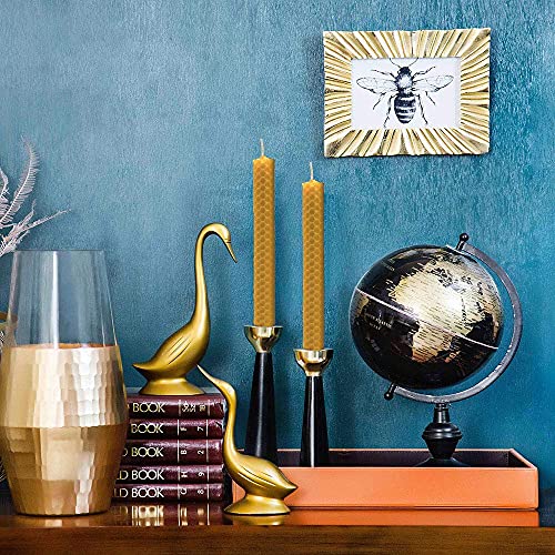 DEYBBY Handmade Beeswax Taper Candles, Dripless Wax Candles, Hand-Rolled Honeycomb Candles for Dinner Party, Set of 6 Flat Top（Brown Raw） - color: Brown Raw, size: 6 Pack