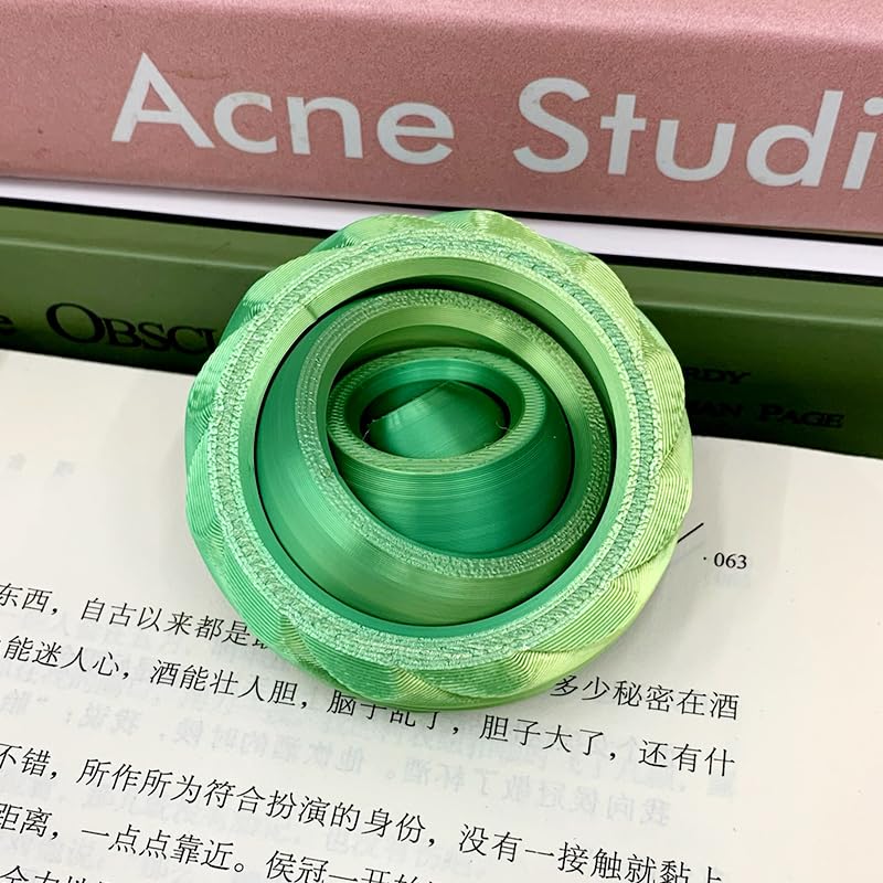 3D Rotating Gyroscope Sculpture - Sculpted Desktop Decor, Personalized Home Office Gifts for Men and Women (Fathers, Husbands, Boyfriends) - color: Green