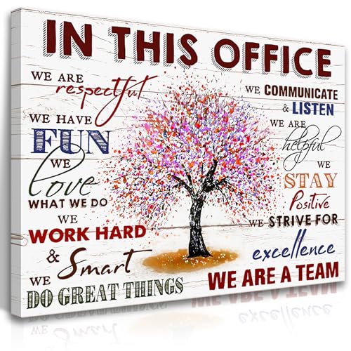 HDXUFJQ Office Inspirational Wall Art In This Office Canvas Wall Decor Team Rules Motivation Positive Quotes Pictures Prints Teamwork Painting for Home Office Ready to hang(24"x36") - color: In this office (white), size: 36"L x 24"W