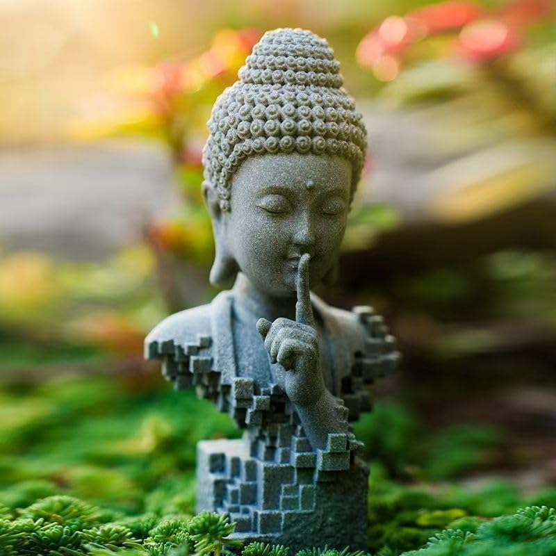 livelyfish Meditating Buddha Statue Zen Garden Statues Sandstone Thinker Buddha Sculpture Figurine for Fish Tank Aquarium Home Decorations, Gift (D) - size: D