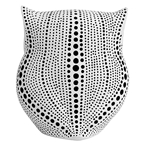 APPS2Car Owl Statue for Home Decor Accents Office Decoration, Handmade Polka Dots Buhos Modern Bird Figurine for Indoor Book Shelf Desktop Cabinet Fireplace Mantel Living Room Bedroom Ornament (White)