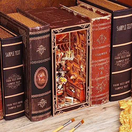 MiniCity Book Nook Kit, DIY Miniature Dollhouse Booknook Kit, 3D Wooden Puzzle Bookend Bookshelf Insert Decor with LED Light for Teens and Adults, Painter's Day at Dusk - style: Painter's Day at Dusk