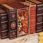 MiniCity Book Nook Kit, DIY Miniature Dollhouse Booknook Kit, 3D Wooden Puzzle Bookend Bookshelf Insert Decor with LED Light for Teens and Adults, Painter's Day at Dusk - style: Painter's Day at Dusk