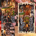 MiniCity Book Nook Kit for Adults, DIY 3D Wooden Puzzle Booknook Bookshelf Insert Decor with LED Light and Dust Cover (Sleeping Beauty) - style: Sleeping Beauty