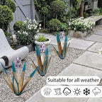 Metal Agave Plant Garden Art, 2 Pack Tequila Rustic Sculpture, Rustic Metal Agave Plants Lawn Home Ornaments, for Yard Stakes, Garden Figurines, Outdoor Patio (2 PCS Purple Flowers) - color: 2 Pcs Purple Flowers
