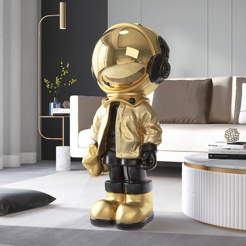 Astronaut Sculpture, Large Spaceman Statue for Home Decor, Living Room, Office, Bedroom, and Retail Spaces, Unique Space-Themed Home Accent. - color: Dark Gold