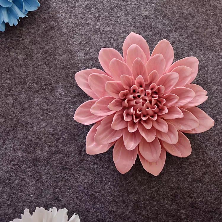 Ceramic Wall Flower Decor Artificial 3D Flower Wall Art，Handmade 3D Wall Art Hanging Sculpture， Porcelain Flower Wall Décor (Pink,Paeonia lactiflora，2.76")