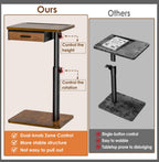 Simple Serenity TV Tray Table with Drawer & Swivel Top, Height Adjustable TV Tray for Eating on Couch, C Shaped End Table for Couch, Sofa Desk Couch Table for Bedroom & Living Room, Patent Pending - color: Rustic