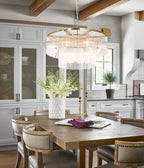 Modern Chandeliers Brass Glass Chandelier Lighting 8 Lights Round Dining Chandelier Light Fixture Ceiling Entryway Bedroom Kitchen Foyer 23.6" - size: Small Brass (23.6" x 70")