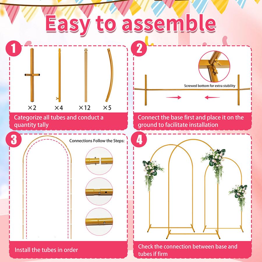 6 FT Arch Backdrop Stand, Balloon Arch Stand, Metal Background Arch Stand, Backdrop Arch Frame, Wedding Arch for Backdrop - size: 6 FT (1 Pack)