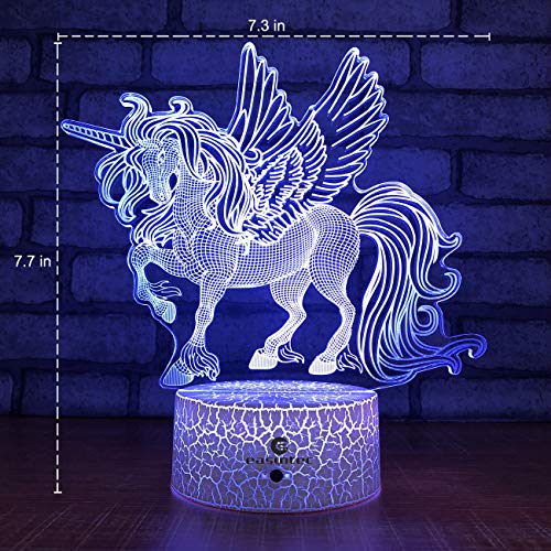 Easuntec Unicorn Night Lights for Kids with Remote & Smart Touch - 7 Colors + 16 Colors Changing, Dimmable Unicorn Toys for 1-8 Year Old Girls