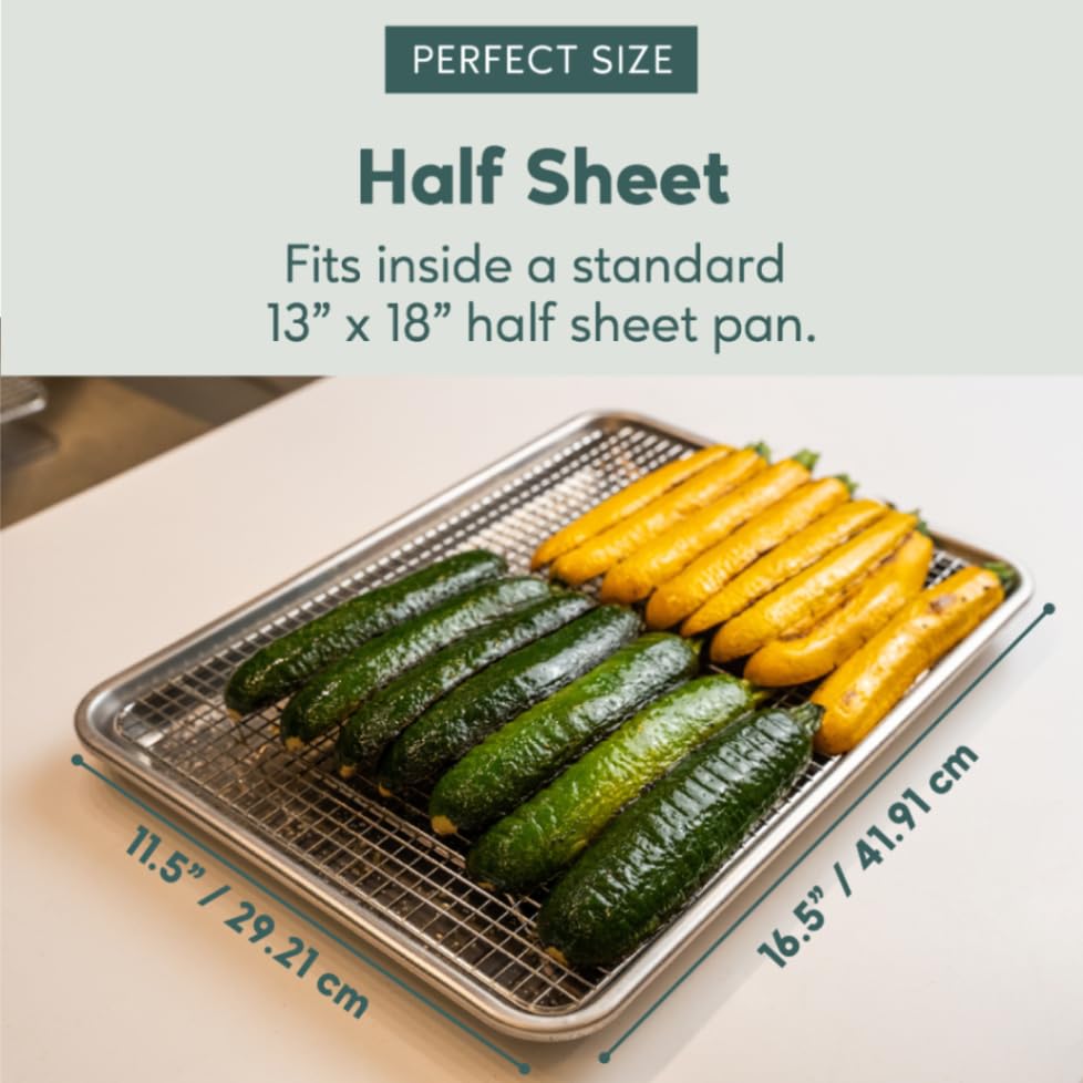 Ultra Cuisine Oven-Safe, Dishwasher-Safe 100% Stainless Steel Cooling and Baking Rack Set Heavy Duty Tight-Wire - 11.5 x 16.5-inch - Set of 2 - Half Sheet Pan Cooling Racks - size: 11.5" x 16.5" 2-Pack