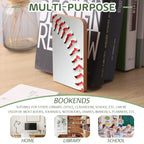 Wood Bookends Non-Slip Bookends Book Stand for Shelves Books/CD - Baseball Pattern