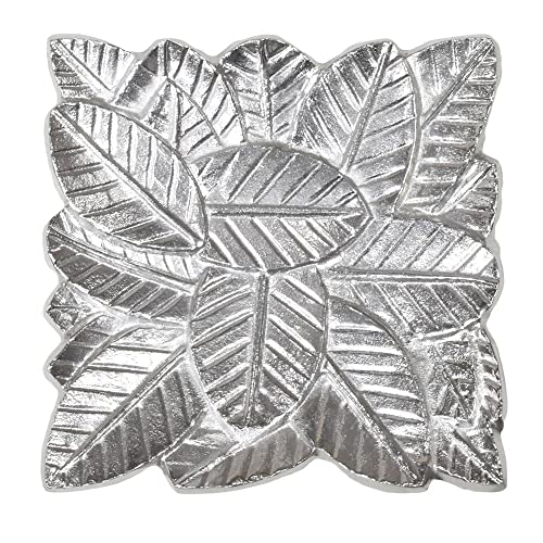 BBH Home's Handmade Silver Novelty Shaped Aluminium Tray 6.88 x 6.88 x 0.78 AMBBVK043AB2020 - color: Silver