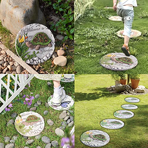 Outdoor Garden Decor Stepping Stones - Resin Tortoise Decorative Stones Pavers for Garden Decor for Outside Walkway Yard 9.5 * 9.5 * 0.5 Inch - color: Green